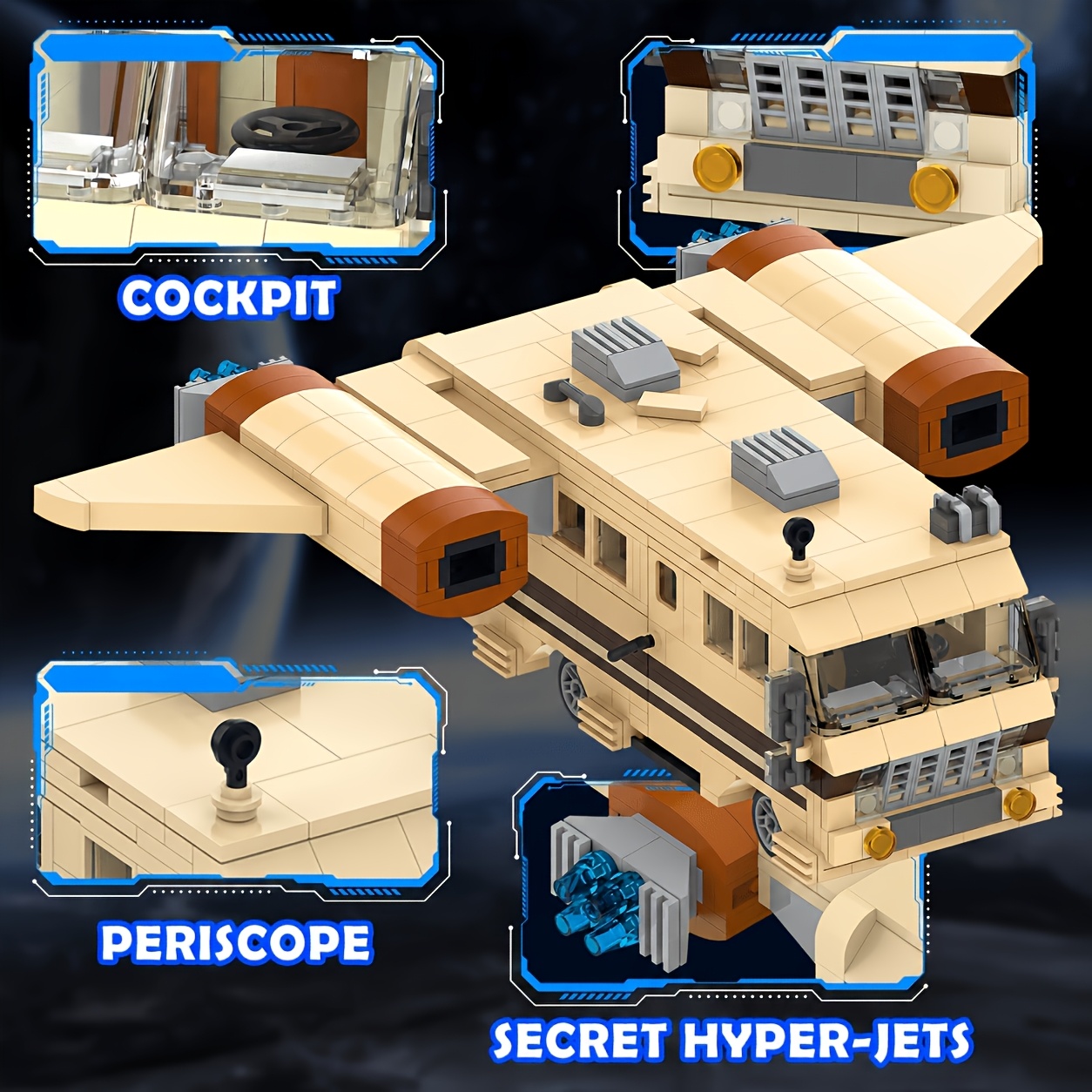 665pcs Space RV Building Blocks Set, Nostalgic Movie Collection Model