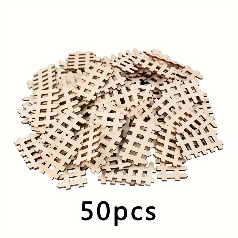 Image of 50pcs Mini Wooden Fence Decorations, Fence Railing Shaped Wooden Cutouts, Wooden Ornaments For Craft Projects, Home/holiday/party Decor