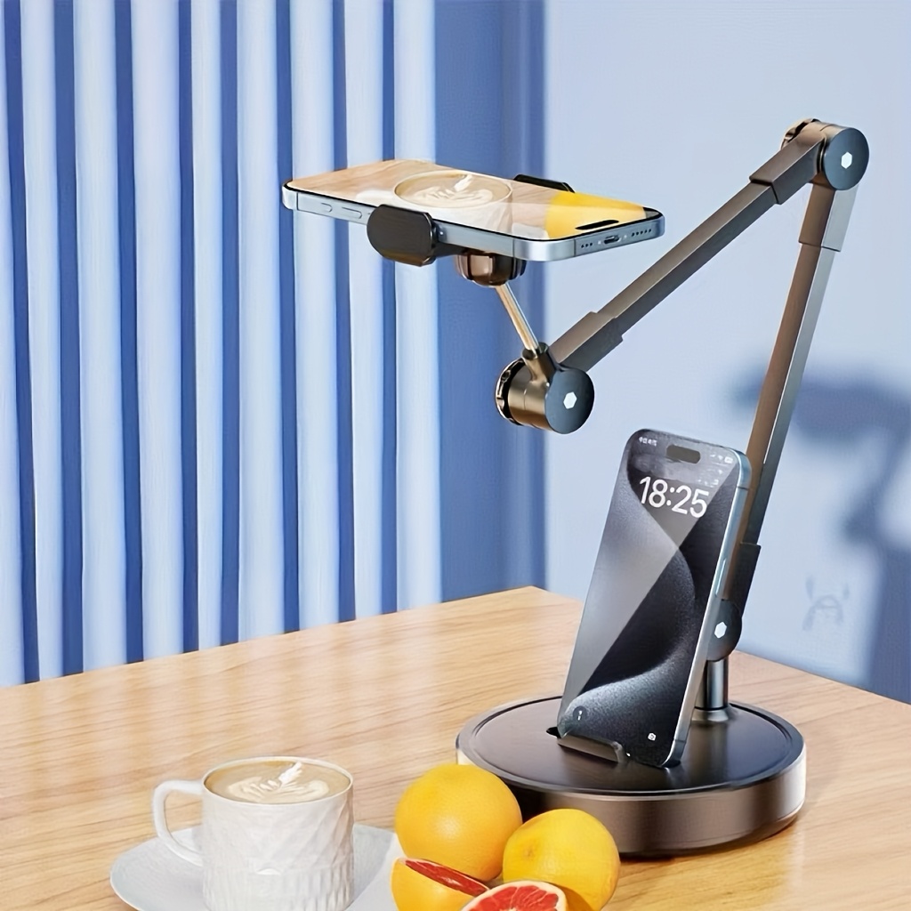Adjustable Metal Phone & Tablet Stand - Versatile Multi-Angle Desktop Holder for Live Streaming, Selfie Sticks, Tripods, Video Recording, Online Classes, Vlog, Perfect Gift for Thanksgiving & Christmas, Mobile Device Support | Sleek Metal Stand | Durable Iron Construction