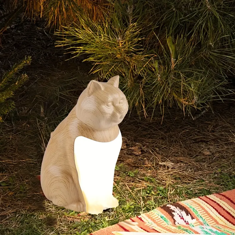 cute cat led night light table lamp 3 adjustable brightness touch control rechargeable battery artistic animal decor in maple leaf color for bedroom desk living room gift bedroom lighting decorative lamp feature Product details 9
