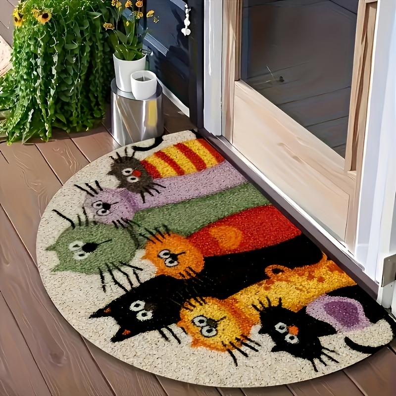 1pc cute kitten suitable for entryway non slip backing floor machine washable soft suitable bathroom room    