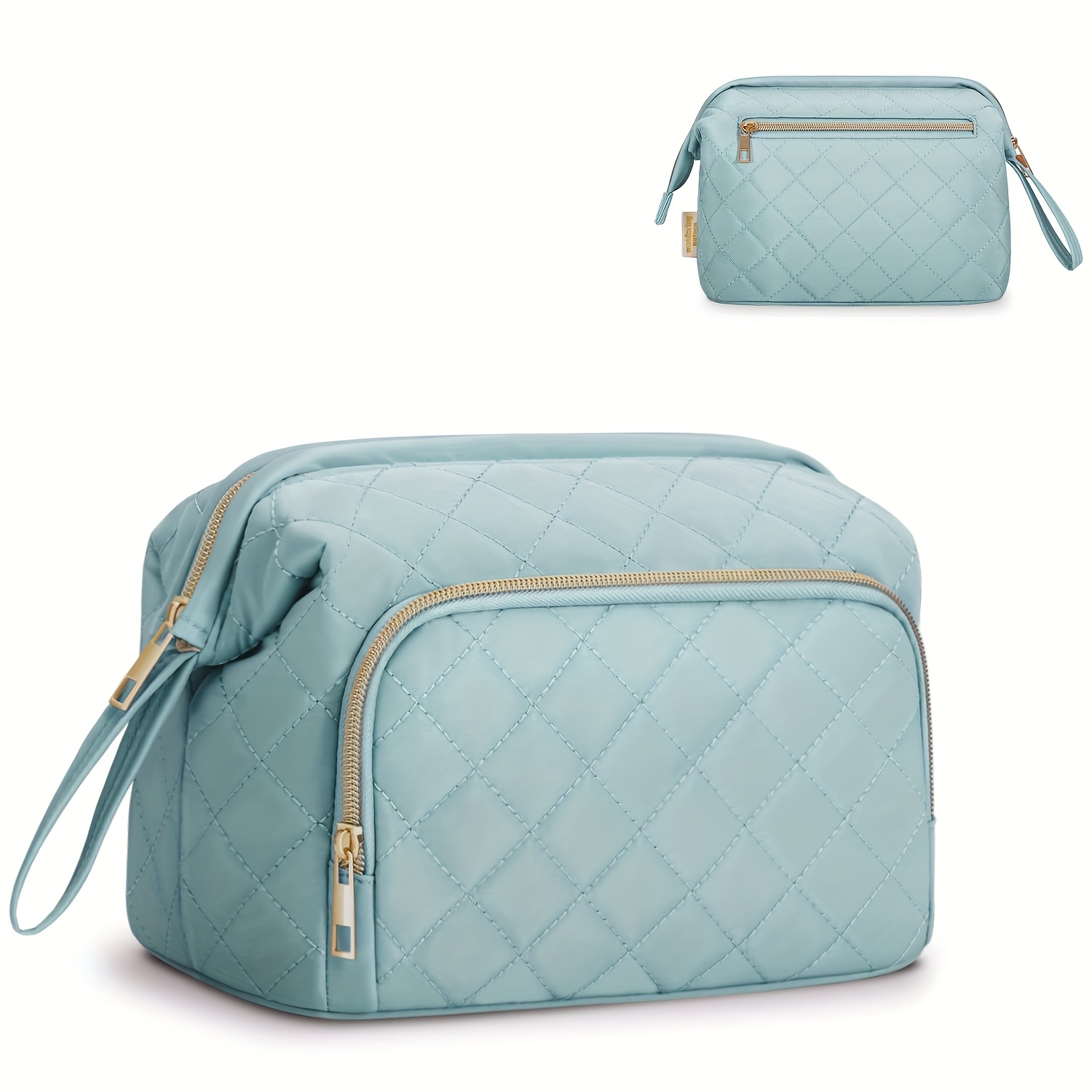 TEMU Makeup Quilted Wash Bag Cosmetic Organizer For Travel, Quilted Wash Bag For Women, Wide-open Toiletry Bag Large Capacity Makeup Organizer Bag
