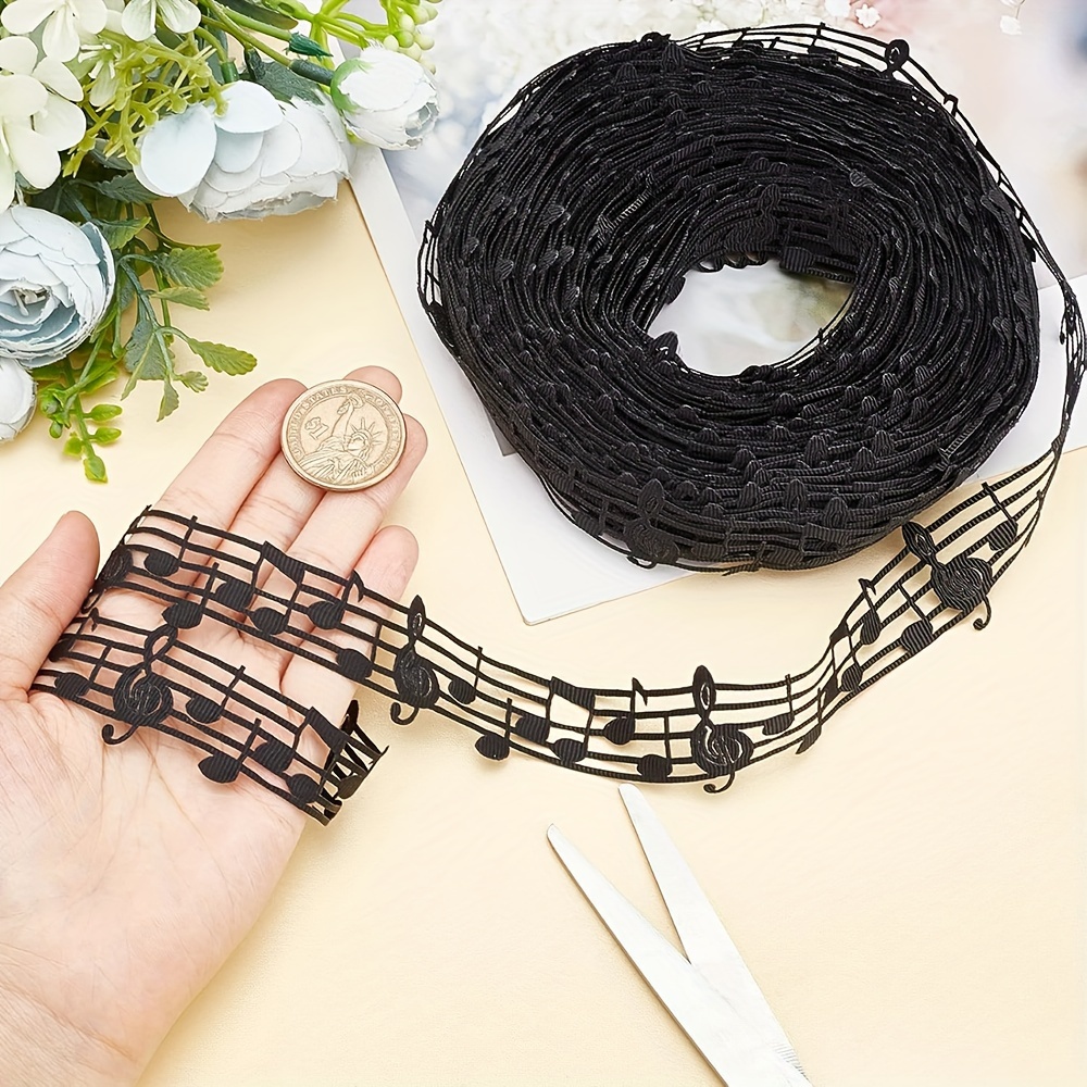 2-yard Black Musical Score Pattern Decorative Lace For Gift Box Packaging