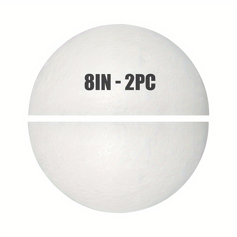 

2pcs Large 8" White Polystyrene Foam Half Balls - Smooth Solid Round Craft Spheres For Diy Projects, Home & School Use