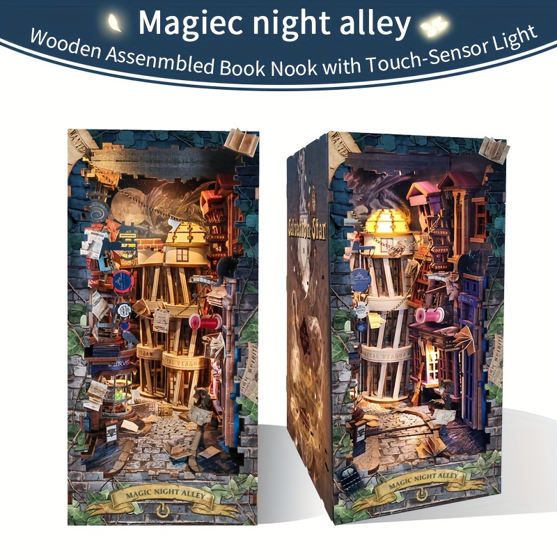 Wooden Diy Three-dimensional Bookshelf Kit Assembly Book Stand Kit Decoration Item Birthday Halloween Christmas New Year Valentine's Day Easter Gift