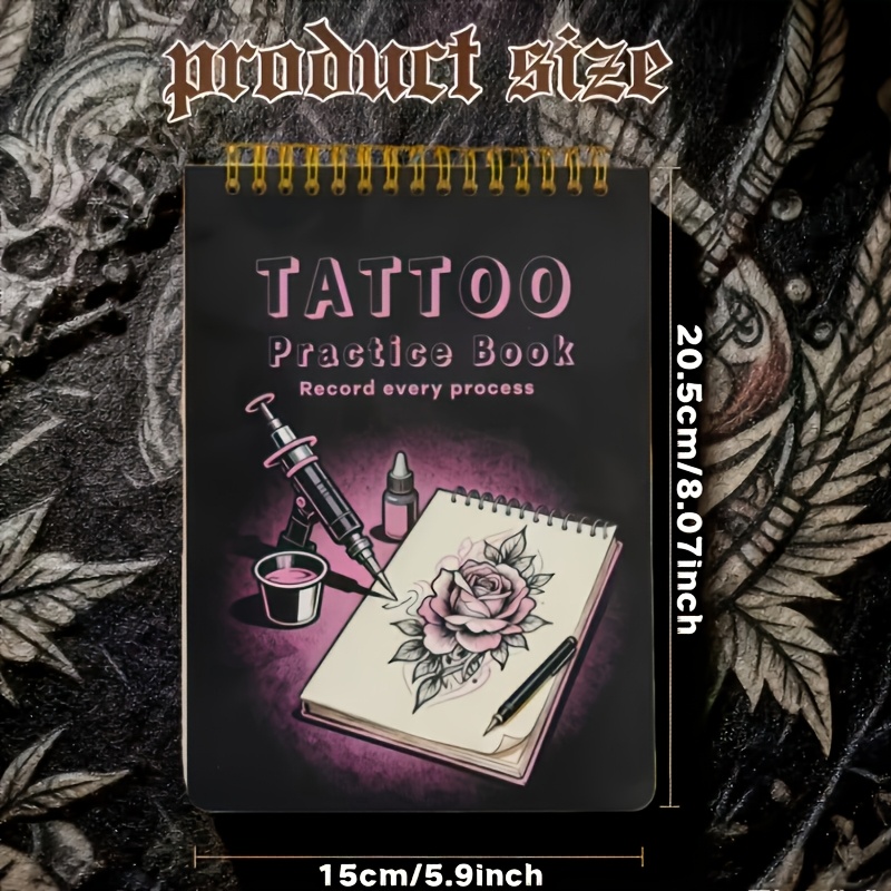 TEMU This Is A Tattoo Practice Book Containing 10 Sheets, Designed For Beginners And Experienced . It Features Double-sided Fake Skin Pads And Does