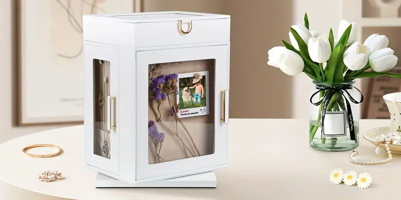 360 rotating jewelry organizer box black synthetic leather with detachable tray drawers push pins for display compact storage for necklaces bracelets collectibles gift for weddings diy crafts collectors jewelry organizer storage elegant design durable construction Product details 6