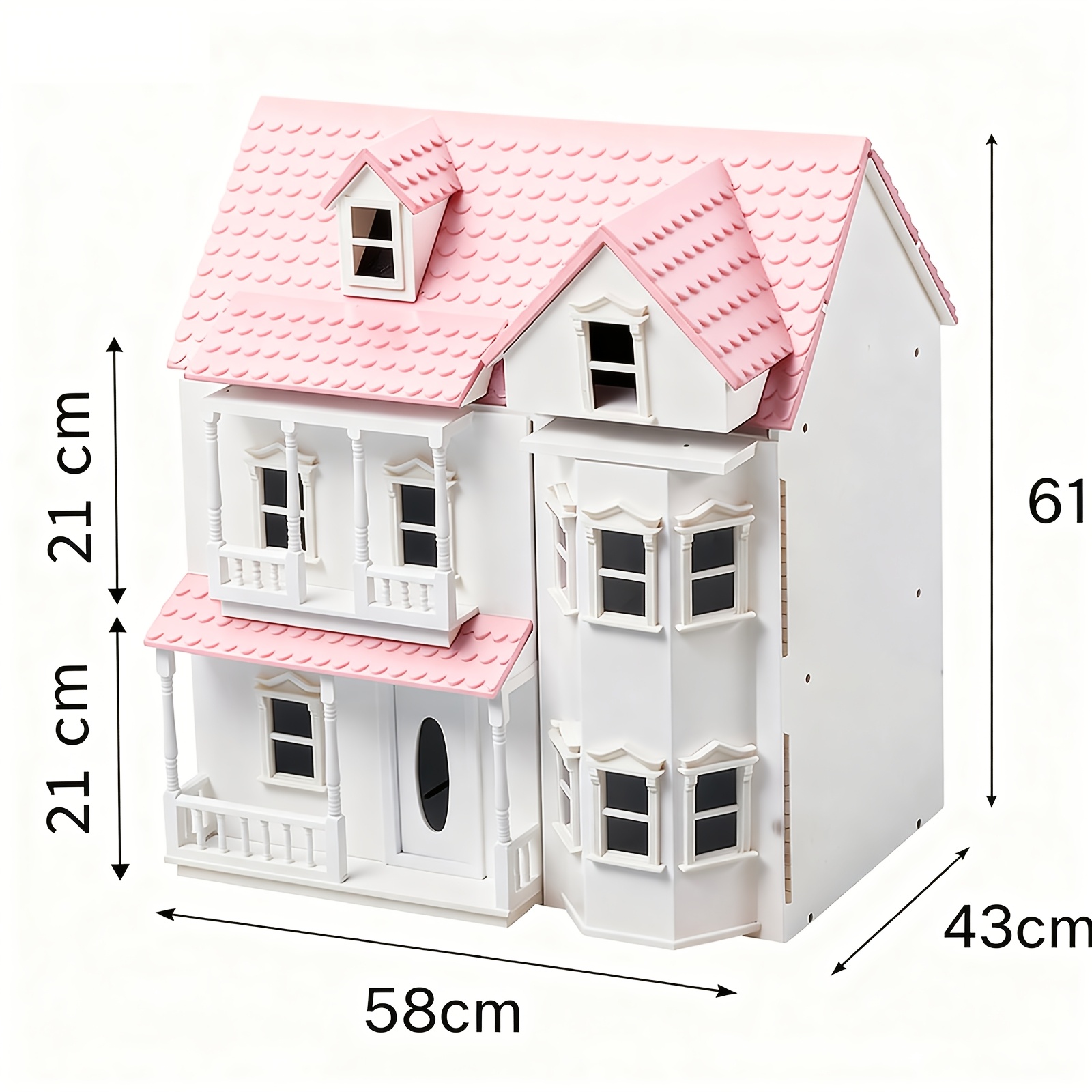 Image of Vintage Wooden Dollhouse Bookcase 3-tier Doll House Storage Organizer, Books & Toys Display Rack Shelves Box, Storage Cabinet, Bookshelf Play House Decoration, As Birthday Gift & Christmas Gift