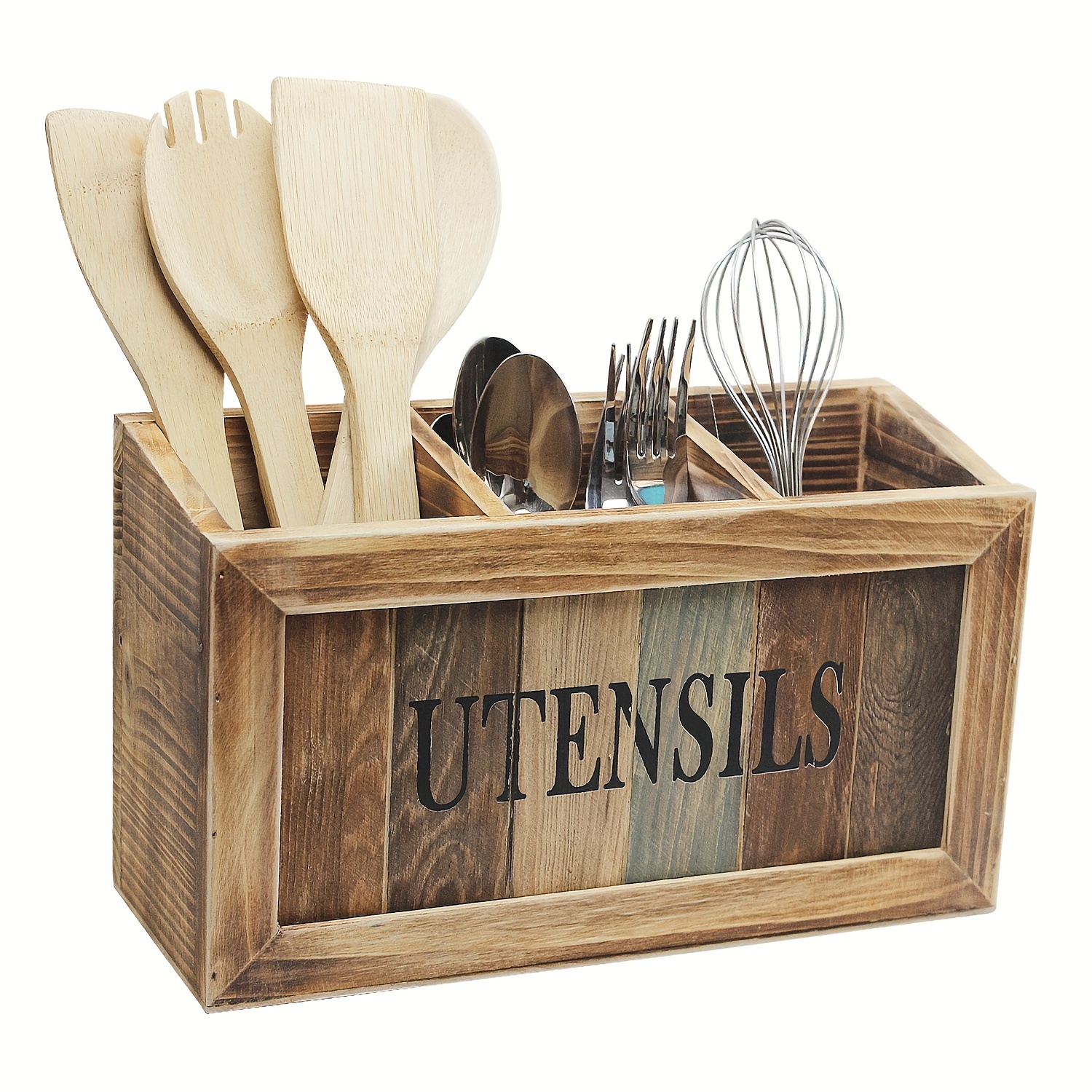 

Wooden Kitchen Utensil - Non-waterproof Storage For Cutlery And Cooking - Use , Utensil Organizer Box, Storage For Organizing