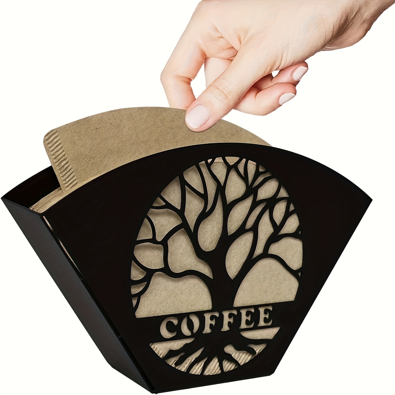 SHENGRUI Livets Træ Kaffefilterholder - Dekorativt Metal Servietstativ, Vægmonteret Design, Passer til Forskellige Størrelser af Filterpapir, Ideel til Hjemme- eller Kontorbrug, Julepynt, Kaffebar Tilbehør