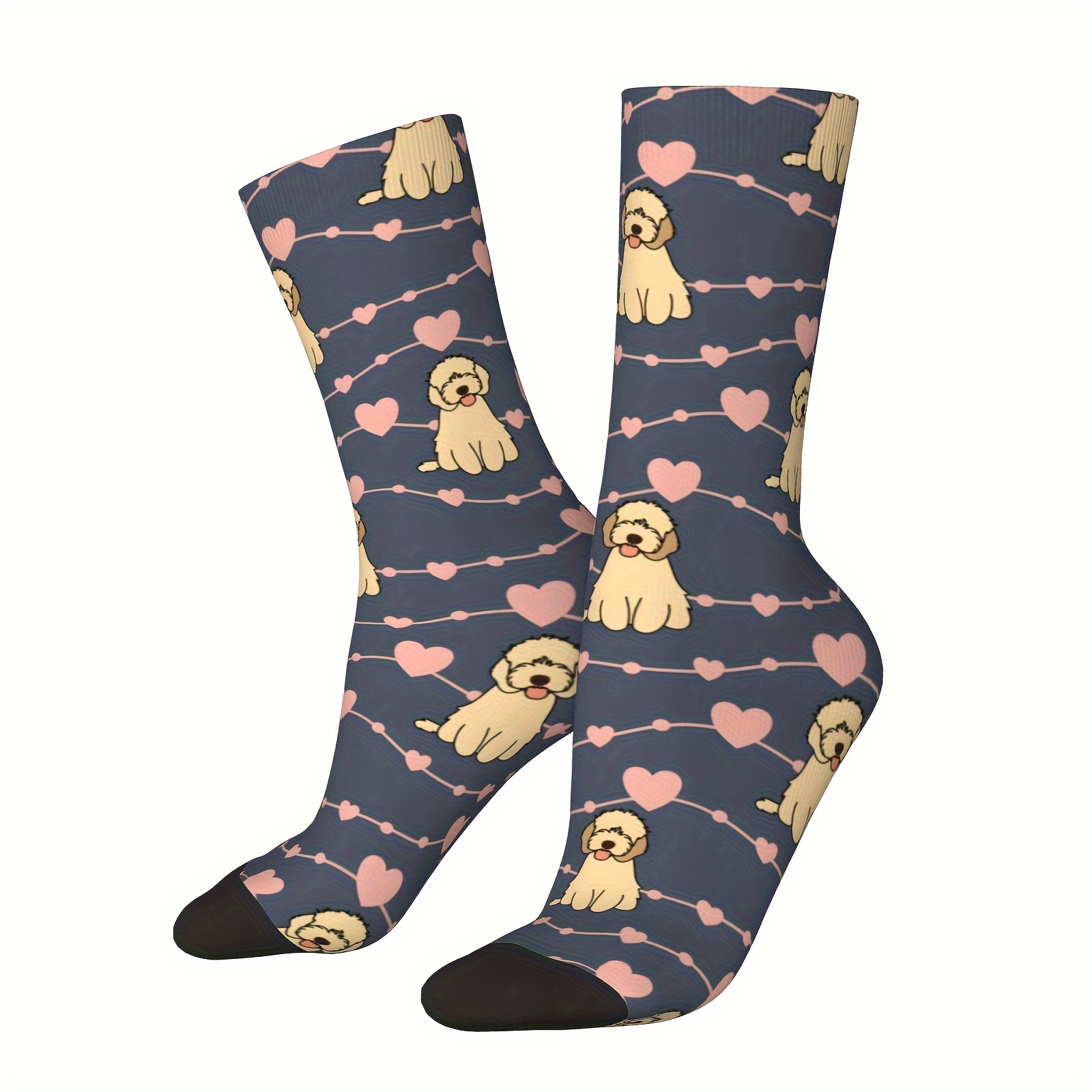 

Cockapoo Dog Pattern Socks - Novelty Animal Socks, 95% Polyester 5% Elastane, Hand Washable - Unisex, Funny Hip Hop Style, Gift For Men And Women, 1 Pair