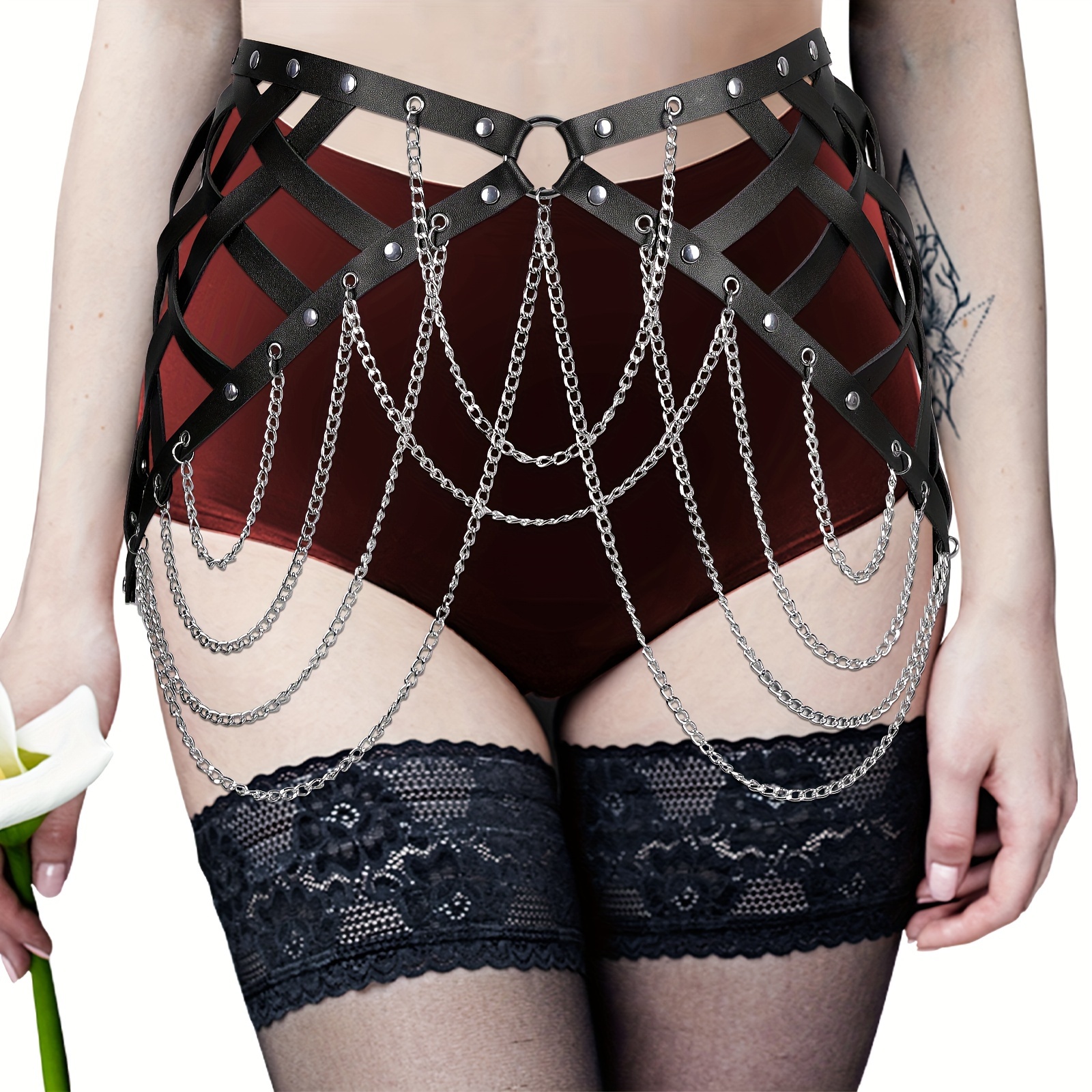 womens body harness fashion pu garter belt waist belt