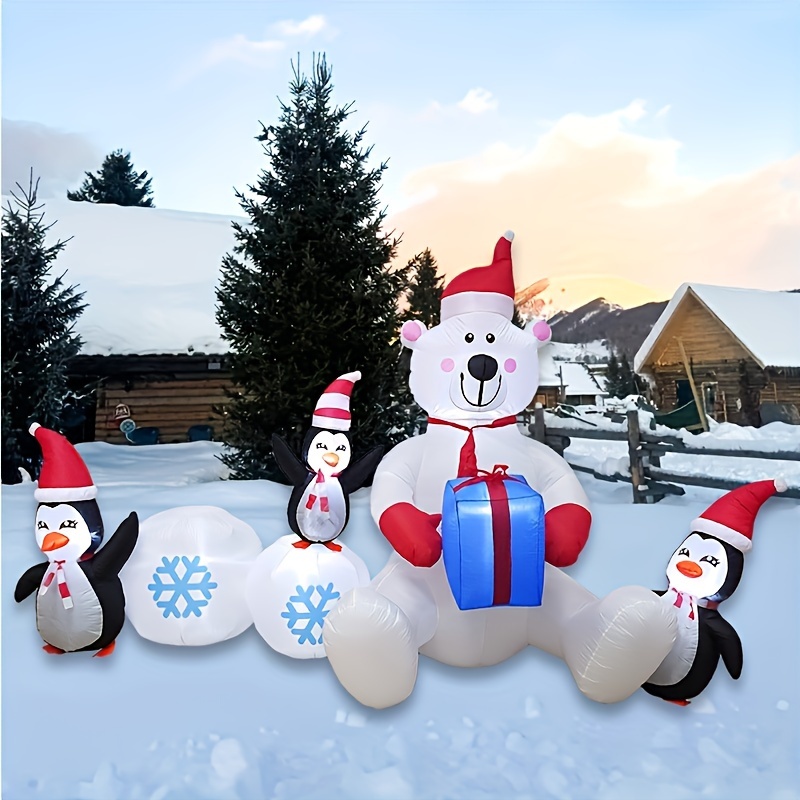 

6ft Christmas Bear & Penguin Inflatable Decor Set With Led Lights - , Easy Setup Outdoor Garden Yard Decoration For Home Parties