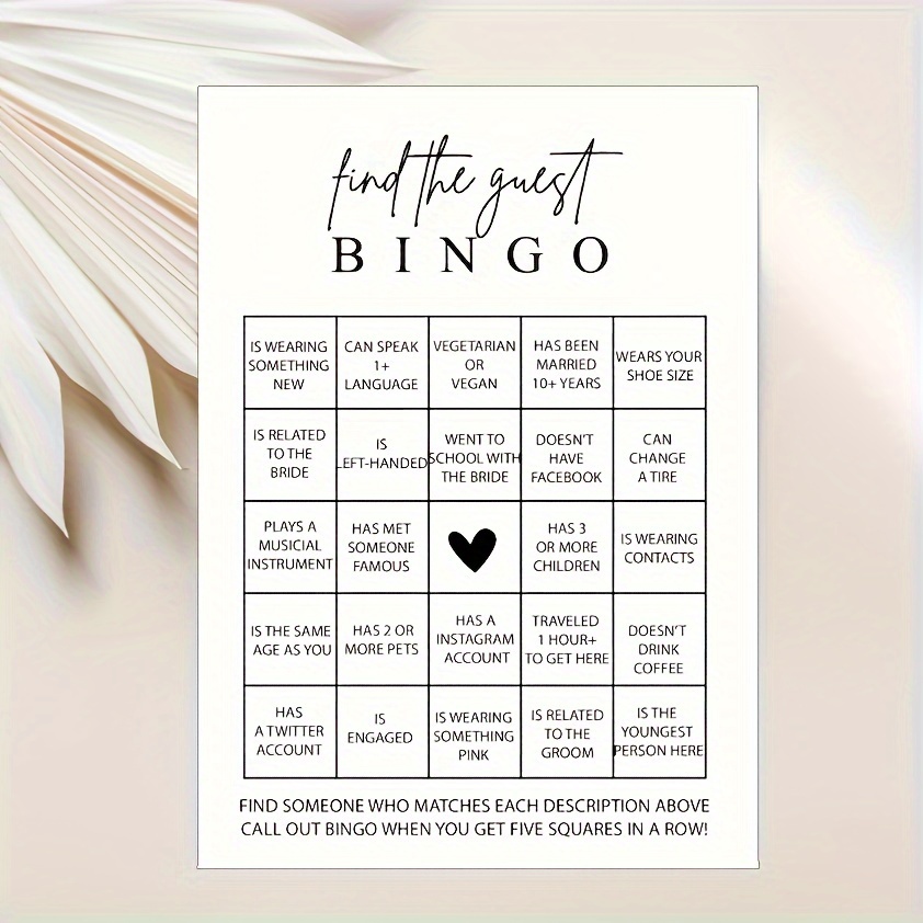 Find Guest Bingo Game Fun Shower Game Activity Bridal Shower - Temu