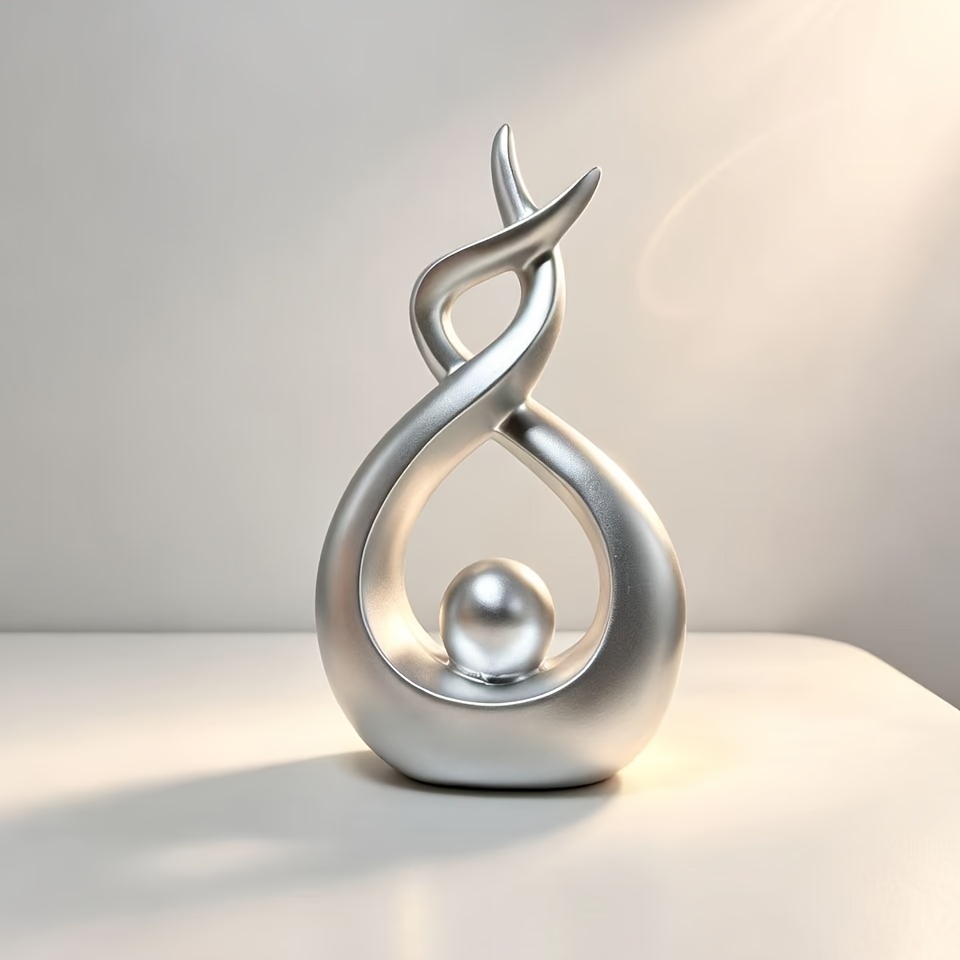 TEMU 1pc Modern Abstract Art Resin Sculpture, Elegant Geometric Sculpture, Contemporary Desktop Centerpiece, Home Decor, Minimalist Gift Creative