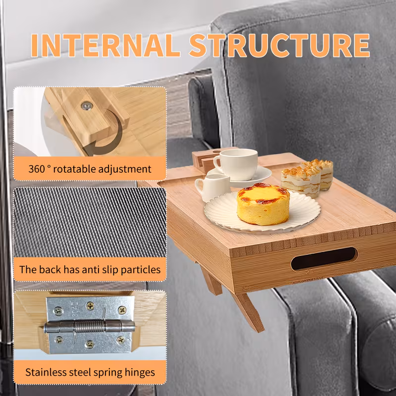 bandeja de braço de sofá com caixa de armazenamento, - , mesa de braço de sofá com giratório e suporte para celular, mesa de braço ajustável para sofás largos, bandejas para tv, bandeja de braço para jantar, - para sofá detalhes 1