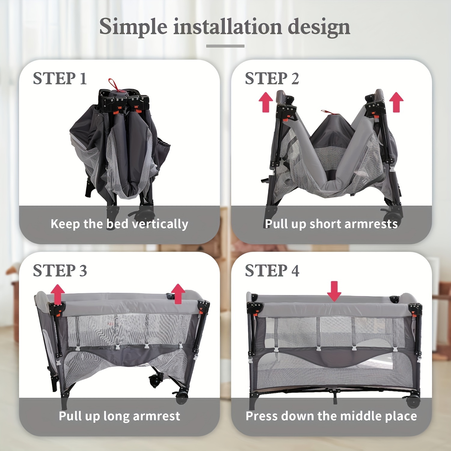 5in1 Baby Bassinet SleeperBeside Crib With Diaper Changer Mattress Storage& Foldable Bassinet. The Product Weighs 12 Kg. The Upper Bunk Has A Weight Limit Of 15 Pounds For Infants, While The Lower Bunk Has A Weight Limit Of 50 Pounds For Infants.Gra