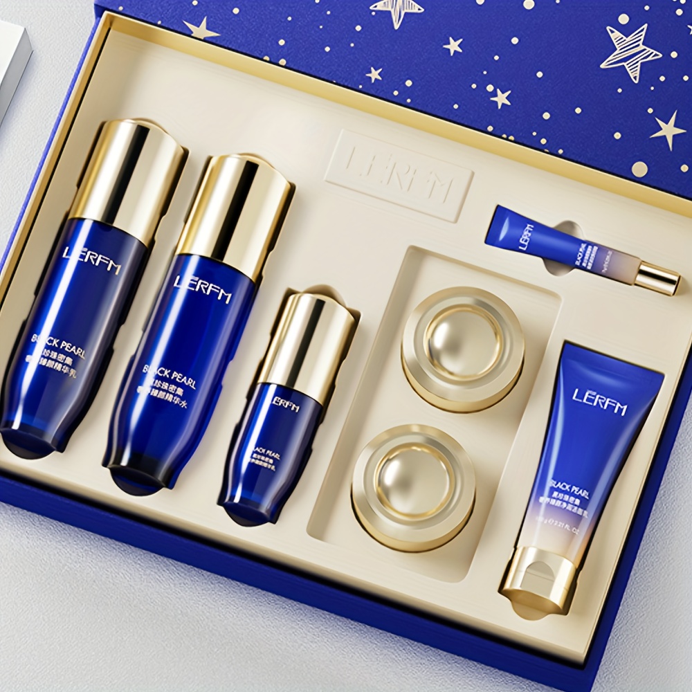 luxury skincare set containing hydrolyzed pearl ingredients brightens smoothes and radiates   moisturizes suitable for parties holiday gifts halloween solutions christmas gift boxes details 5