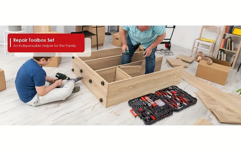198pcs home tool kit with toolbox essential hand tools set for household auto bike repairs halloween and christmas gift for diy enthusiasts Product details 2