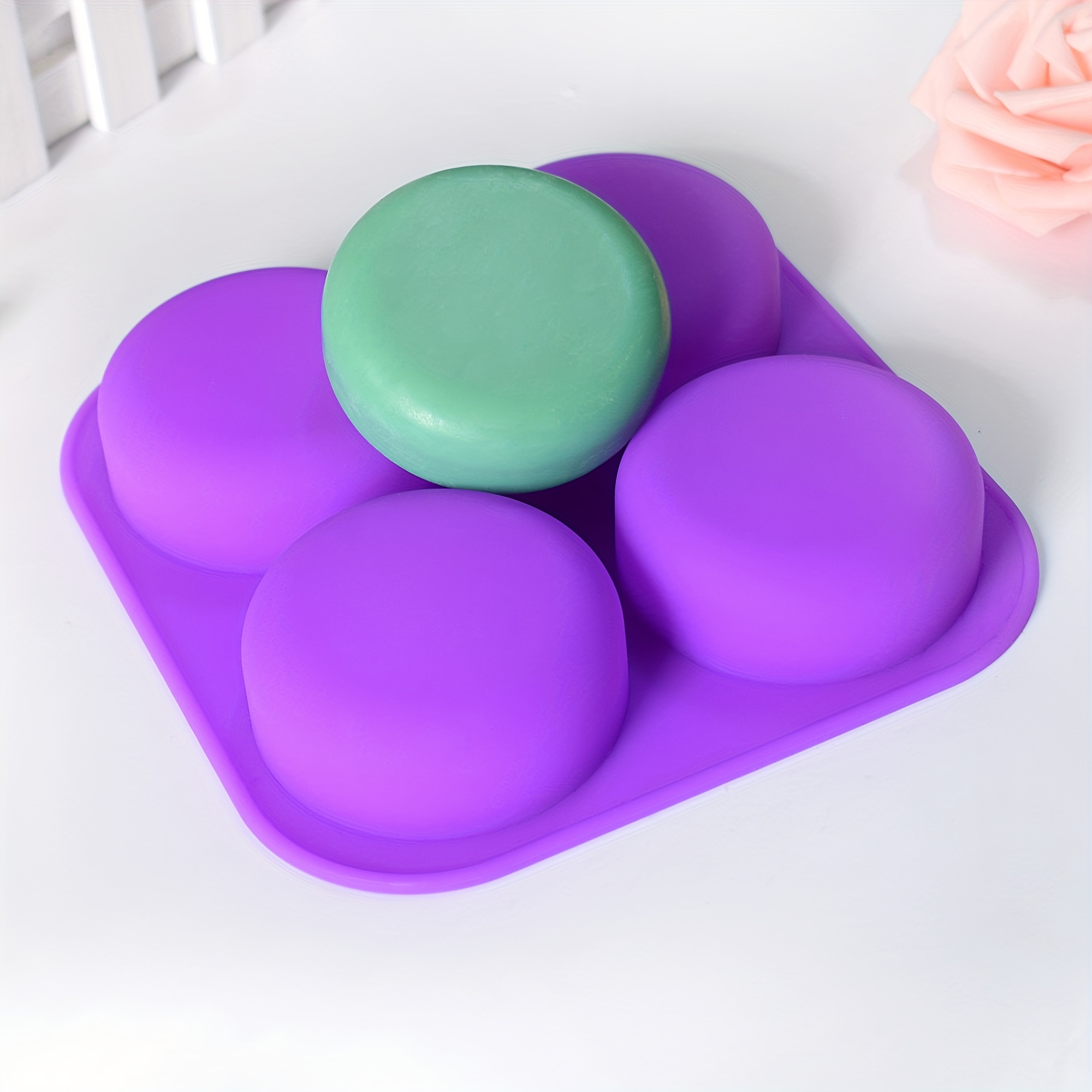 

4-cavity Round Silicone Mold, 70ml - , For Diy Soaps, Candles & Crafts