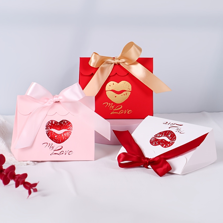 

10pcs Valentine's Day Gift Boxes With Ribbons - Party Favors & Wedding Decorations