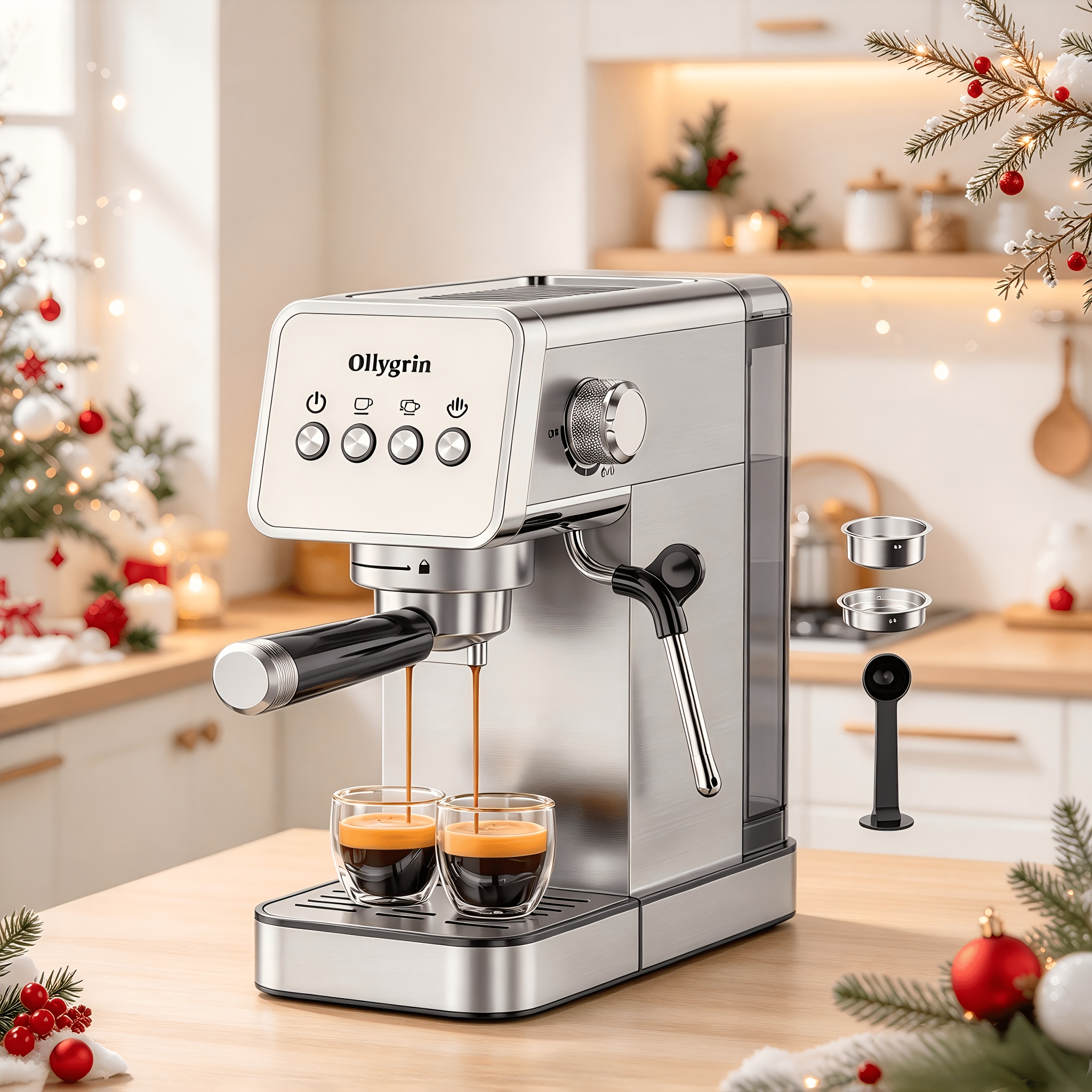 TEMU Espresso Machine 20 Bar, Compact Espresso Maker With Steam Milk Frother, Stainless Steel Coffee Machine With 40oz Removable Water Tank For