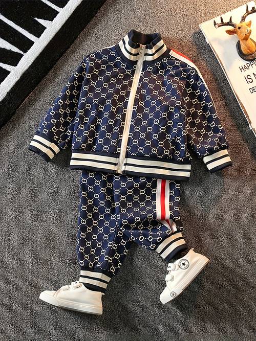 boys 2pcs geometric print zip up varsity jacket casual pants set outdoor play fall winter gift for outdoor