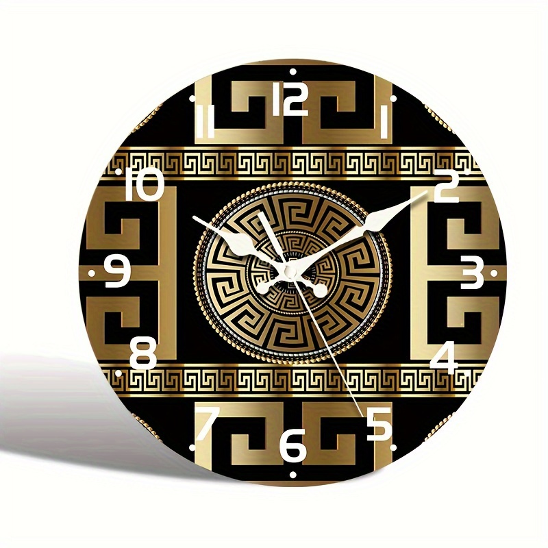 

1pc Silent Non-ticking Wooden Wall Clock, Fashionable Greek , Quartz Movement, For Festive Home Decor & Gift , Aa Battery Operated (battery Not Included)