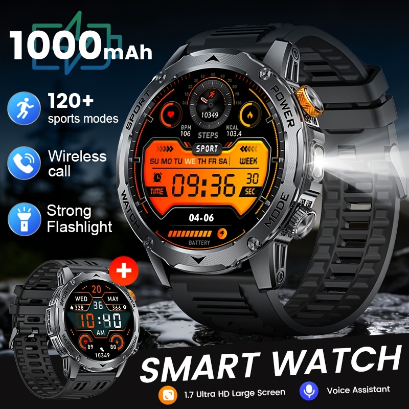 TEMU Siemorl Men's Smartwatch With 50+ Ultra-long Standby Time, 1.7-inch Hd Smart Watch With 1000 Mah Battery/phone Function/110 /sleep Monitoring,