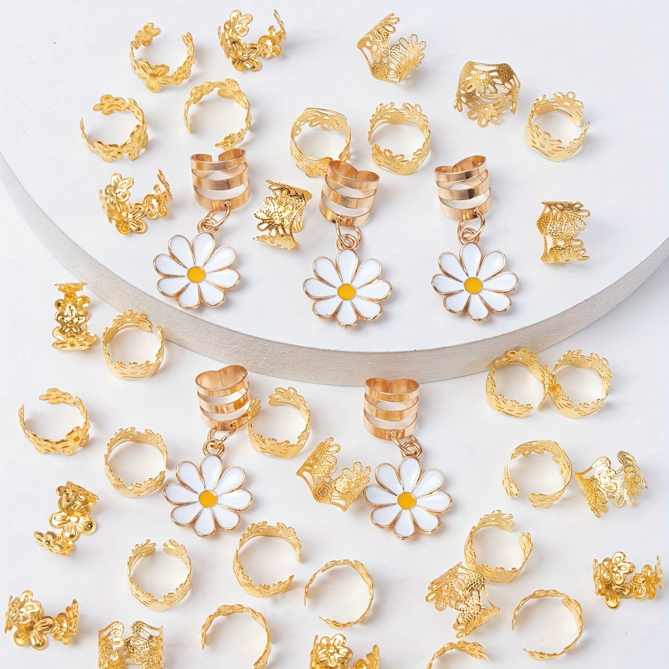 Image of Set Of 25 Daisy Flower Hair Clips, Perfect For Y2k Punk Hip Hop Style, Ideal For Parties And Everyday Use As Hair Additions