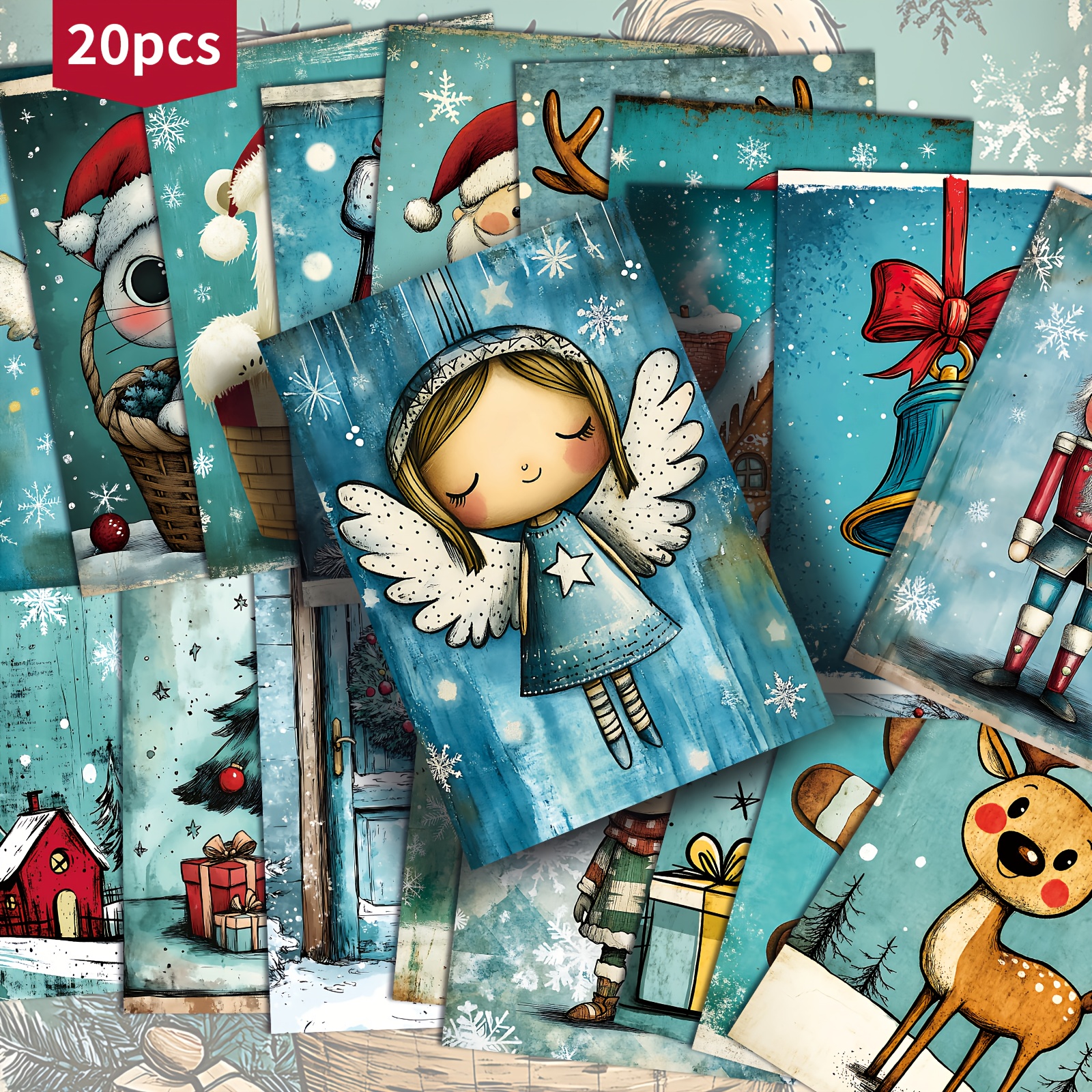 TEMU 20 pezzi (20 carte) confezione ASSTSS Cartoline Vintage Retro Pinup Ideali per Scrapbooking e Fai da Te - Personalizzabili per Junk Journal ,