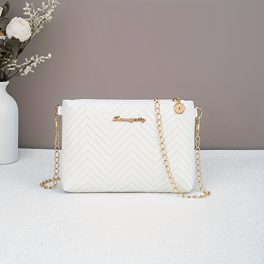 Image of Wave Quilted Pu Material Women's Crossbody Bag, Metal Zipper Head, Light Luxury Travel Essential Crossbody Bag, Cosmetic Bag, Clutch Bag - Fashion Bags From Guangzhou