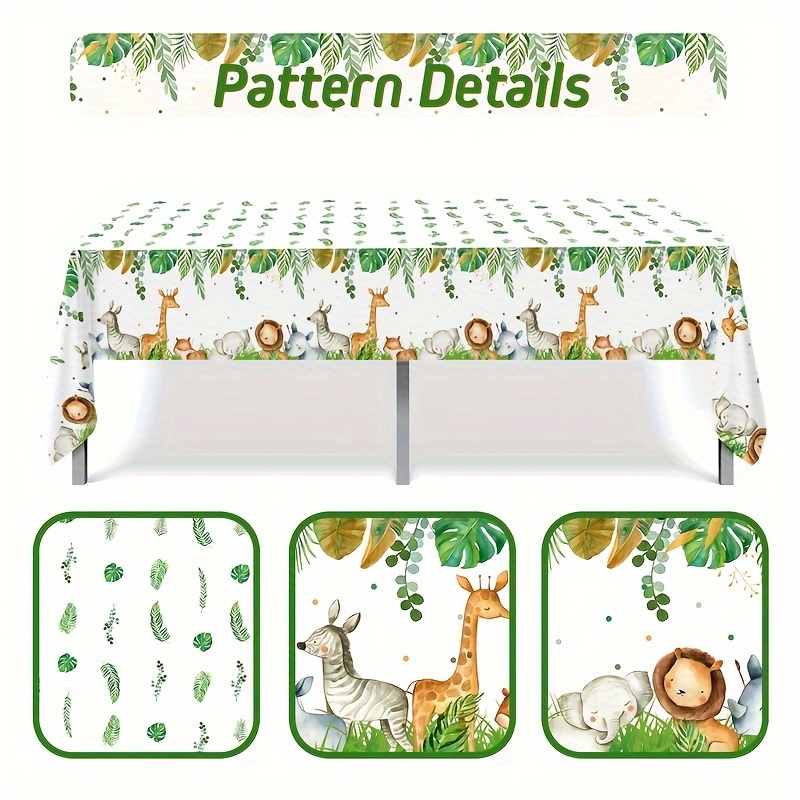3 Pcs Jungle Safari Animaux Nappes, Woodland Nappe Décorations De Fête