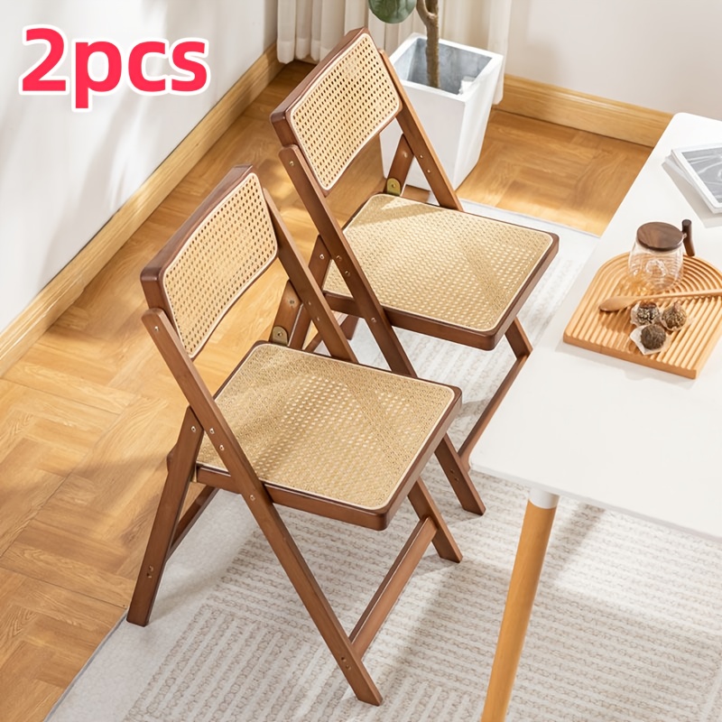 2 Sillas Plegables de Bambú Modernas - Estructura de Madera de Bambú Resistente, Sillas Portátiles y Ligeras Adecuadas para Uso en Interiores/Exteriores, Diseño Ahorrador de Espacio, Fácil de Plegar/Desplegar, No Requiere Montaje, Ideales para Hogar, Jardín, Oficina - Capacidad de Peso 149,69 KG