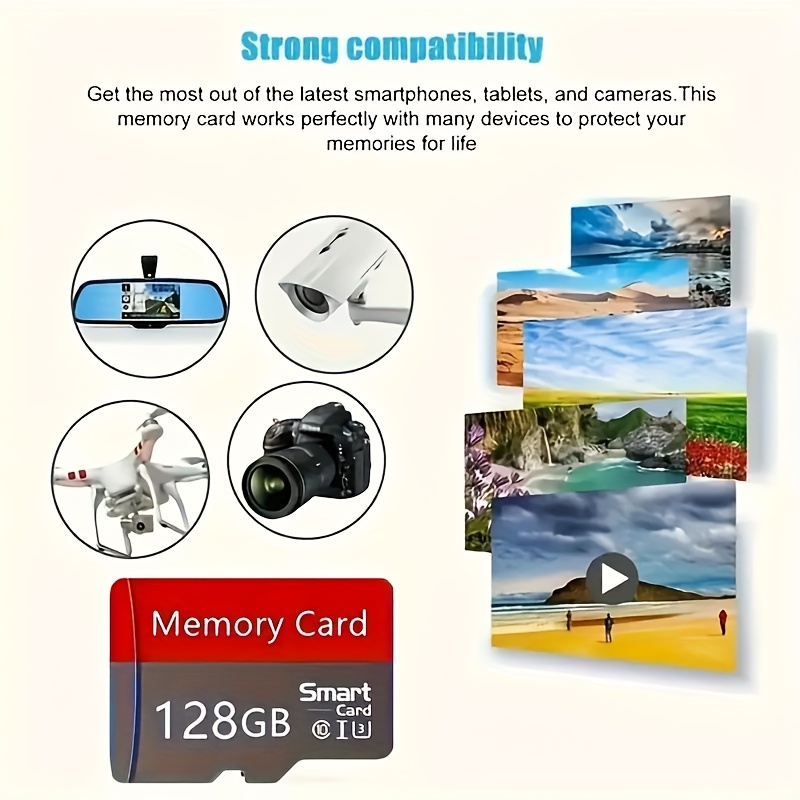 Memory Card/TF Card - Red and Gray TF Cards, High-Speed 10-Level U3 Mini SD Card, Available in 512MB 8GB 16GB 32GB 64GB 128GB for Smartphones, Tablets, Cameras, Surveillance Cams, Game Consoles and Other Reliable and Safe Performance