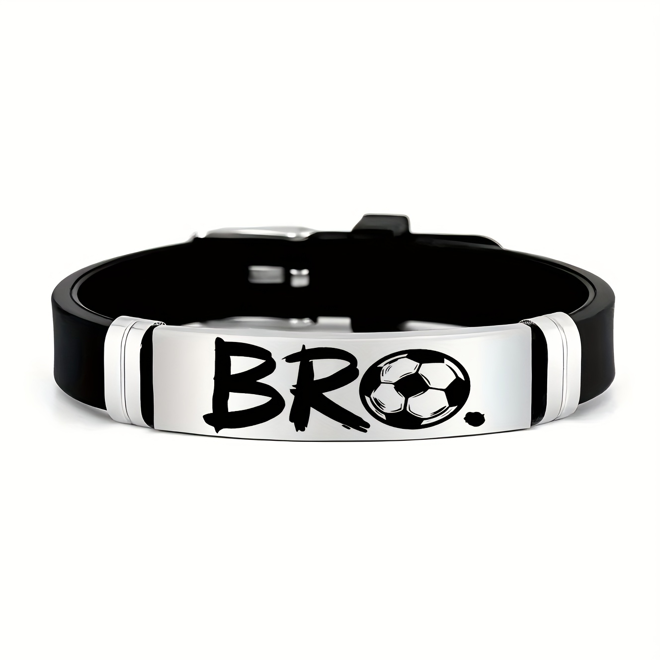 "bro" Football Style Additions, Design 202 202 Stainless Steel Silicone Wristbands, Perfect For Gifting Who