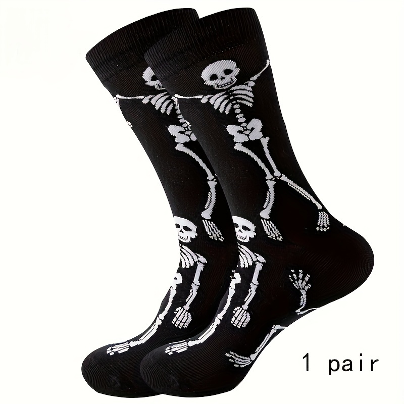 

Women' Mid-calf Socks With Cartoon Skull Design - Comfy Polyester & Spandex , Hand Washable