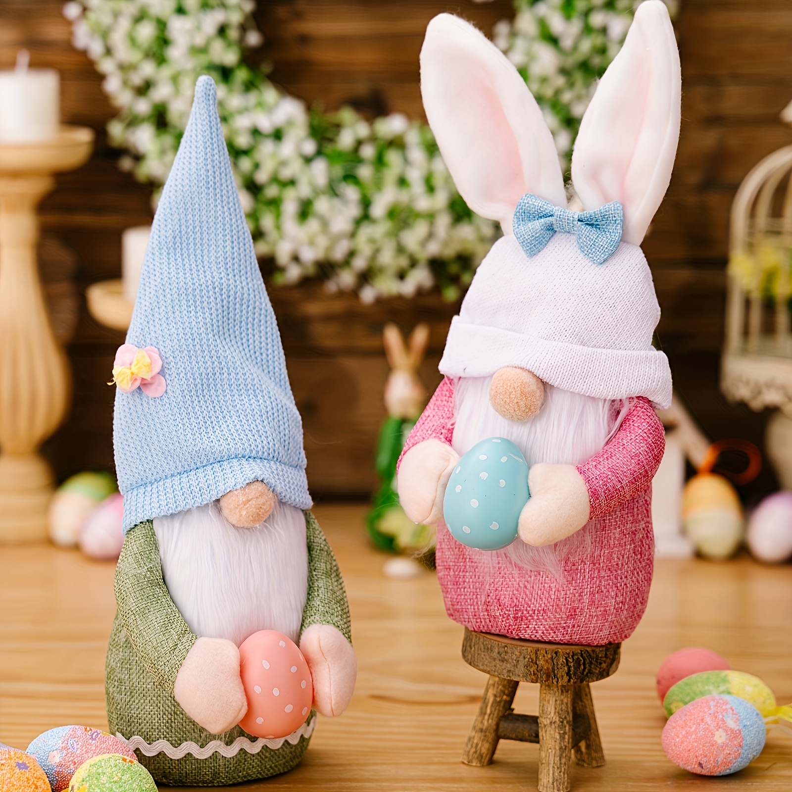 

1pc Bunny Dwarf Holding Egg Doll Ornament, Easter Rudolph Faceless Doll, Window Decoration Props, For Home Living Room Office Decor, Tabletop Display Entryway Decor, Valentine Christmas New Year Decor