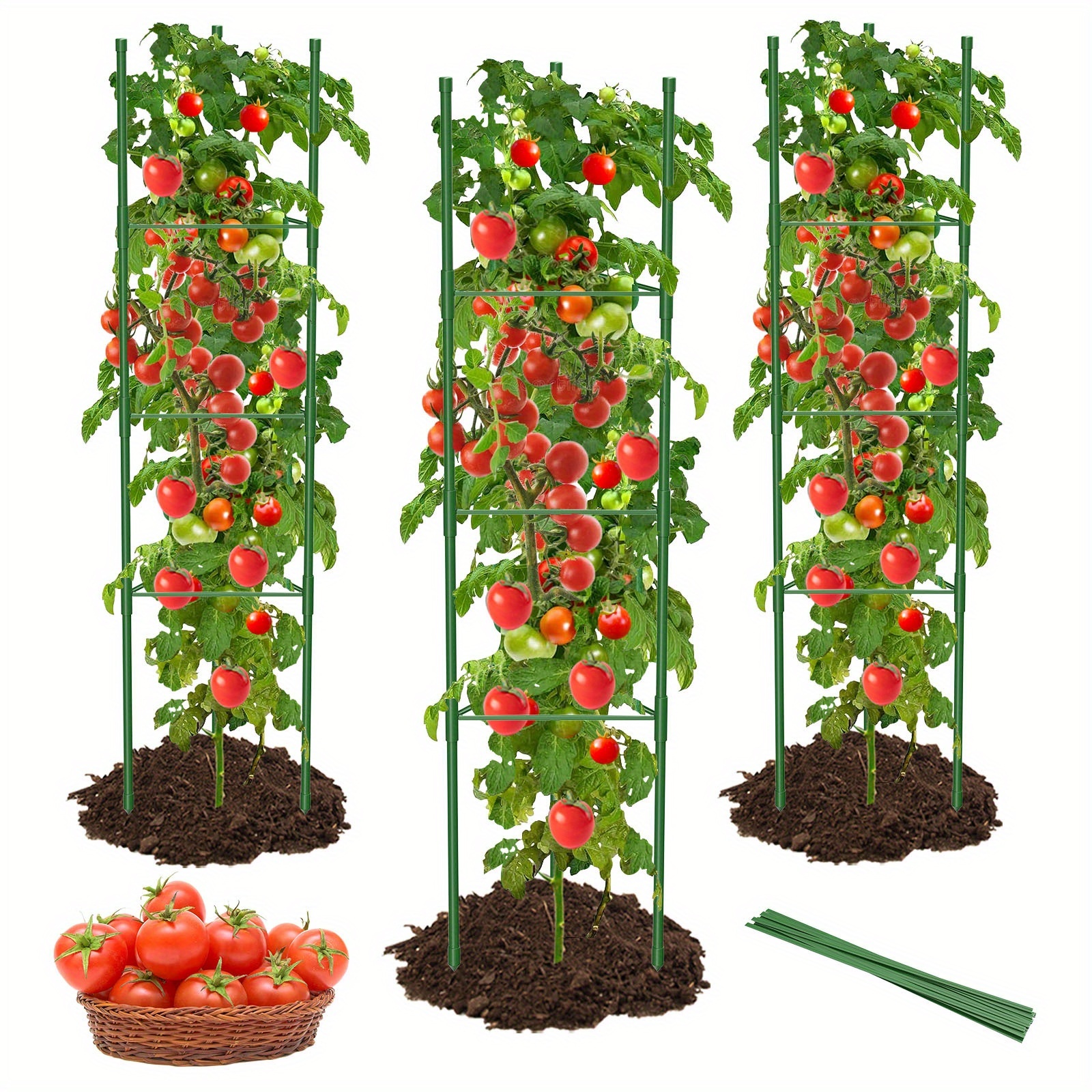 TEMU 3 Pack Tomato Cage Plant Support Assembled - Vegetable Trellis, Assembled Multi-functional For Climbing Vegetables, Climbing Plants, Vegetables,