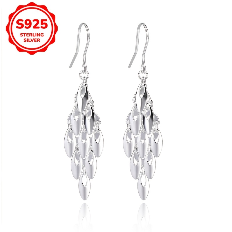 

Bohemian-style Earrings With A Fashionable S925 Silver Phoenix Tail-shaped Long Tassel Design, Weighing 3.3g/0.116oz.