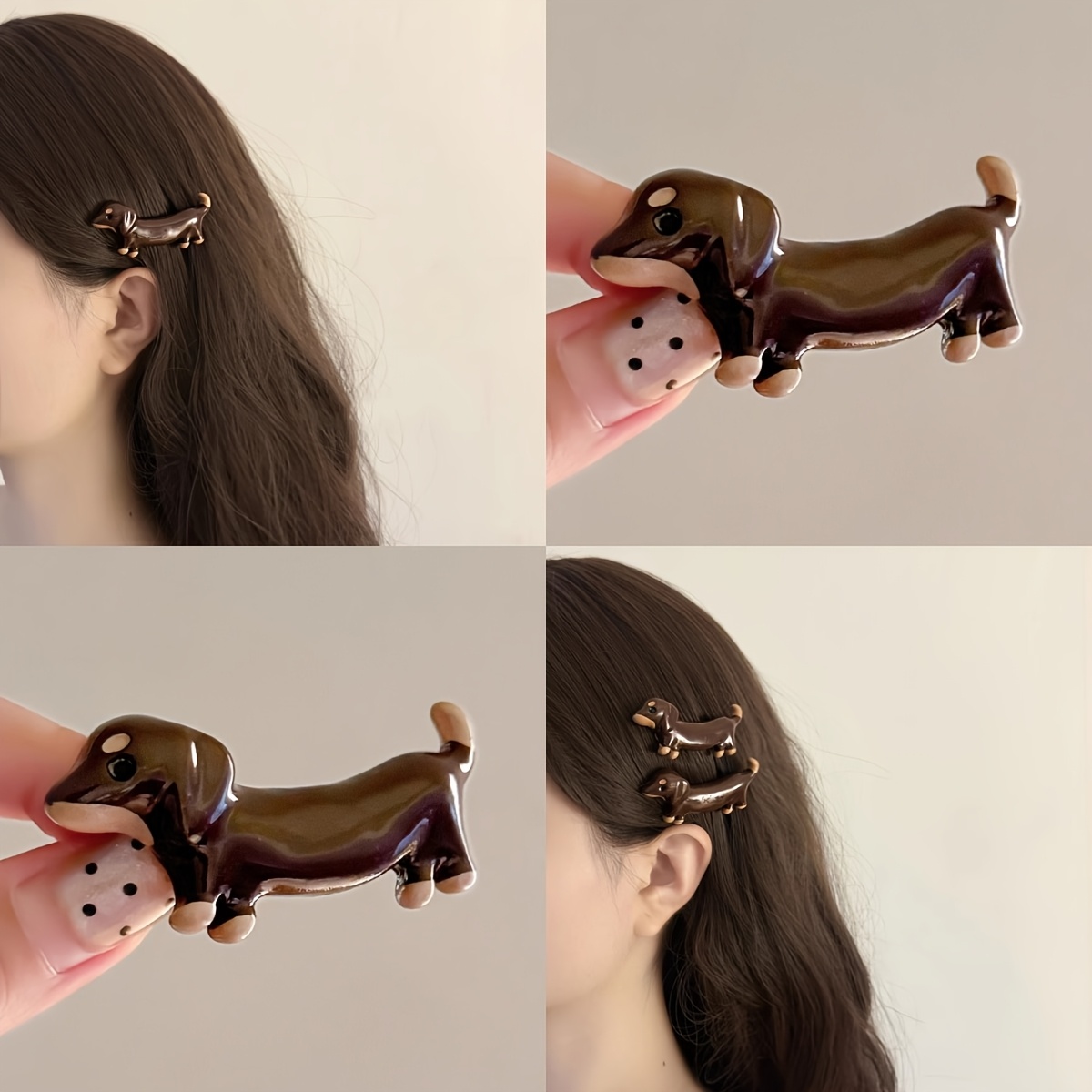 1pc cute dachshund dog hair clip vintage inspired resin - Temu display picture 2