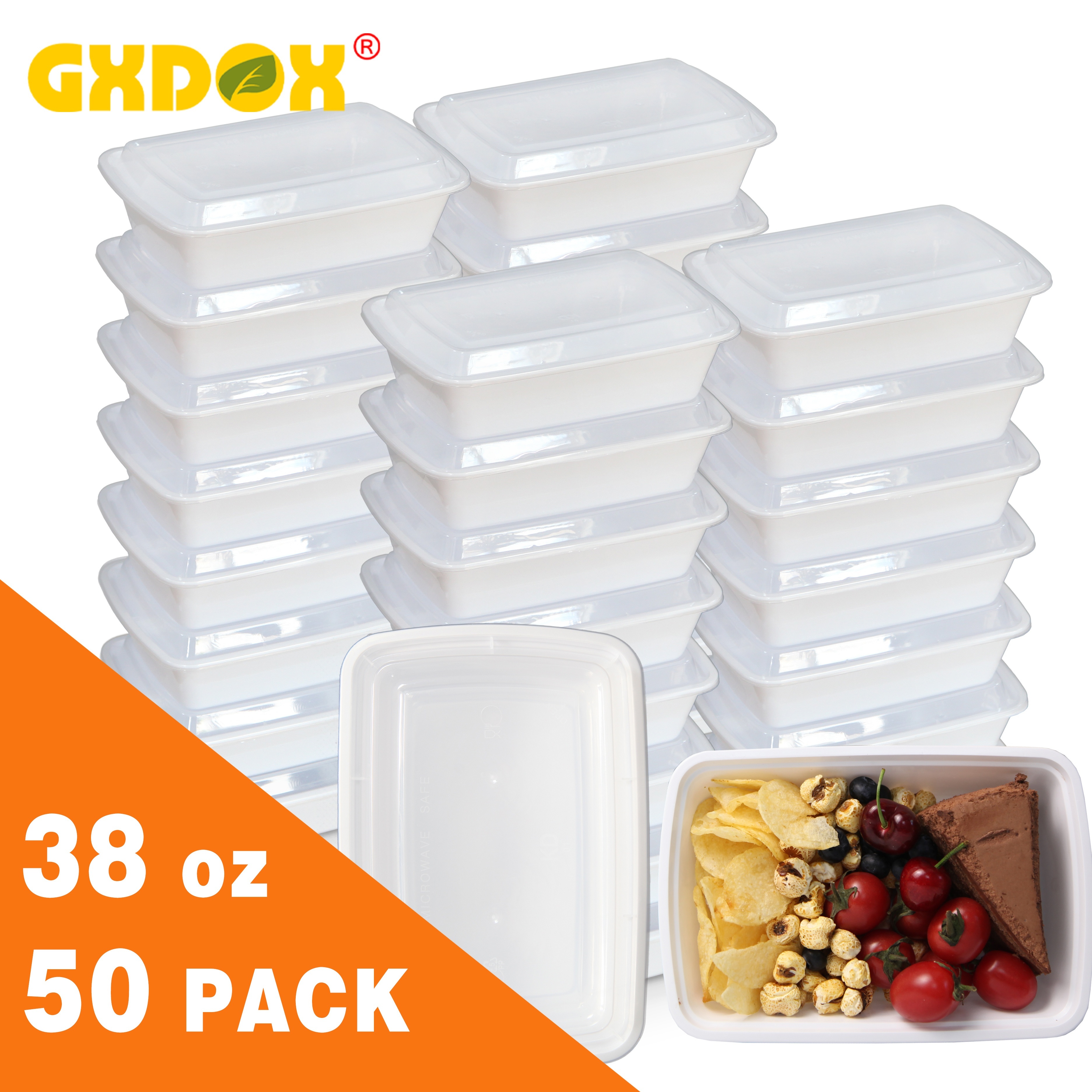 

50pack 38oz Container, - Plastic Rectangular Container, Disposable , , -, Bpa-free, & Dishwasher & Safe, , Day, Christmas