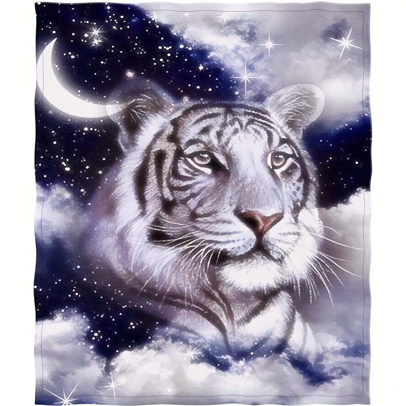 

White Tiger Pattern Soft Fleece Blanket - Perfect For All Seasons