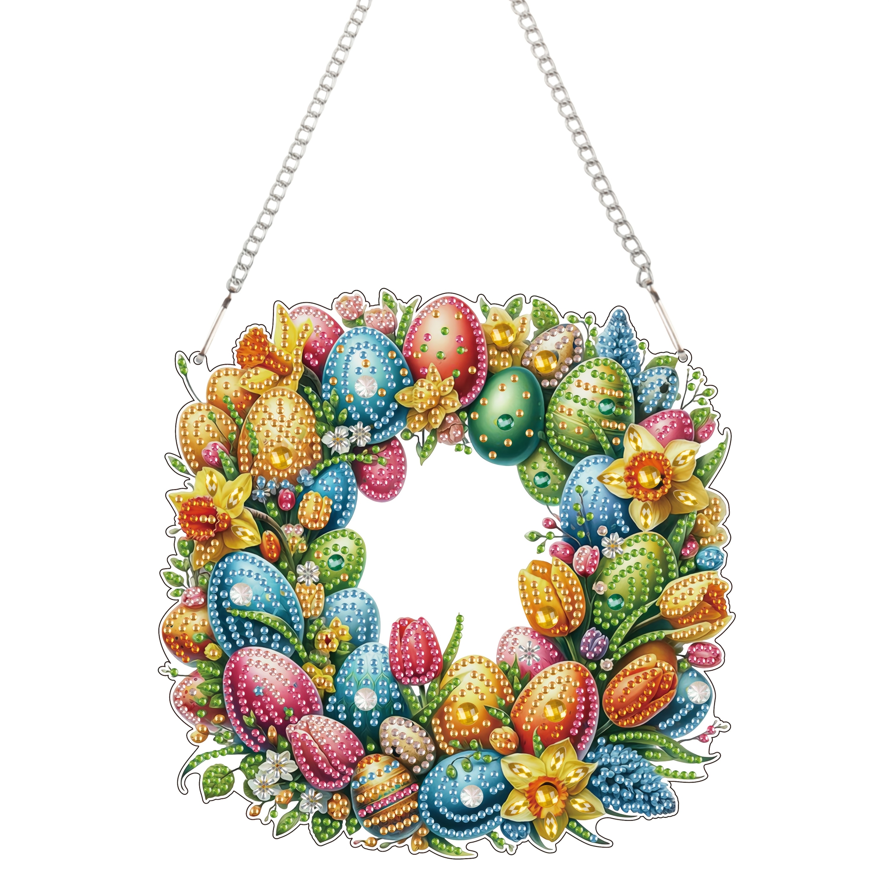 

1pc Easter Egg Themed 5d Diy Pendant, Acrylic Round & Irregular Shape Crystal Mosaic Craft, Creative Handmade Artwork For Window, Garden, Door, Wall Hanging Decor