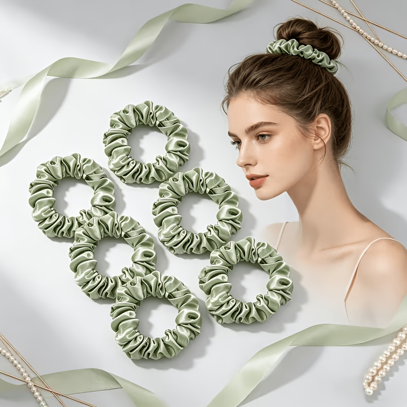 14pcs Satin Scrunchies Set in Light Green