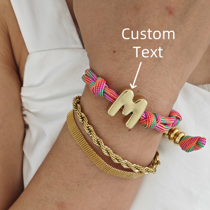 TEMU Pulsera personalizable de aleación con letra, colorida y ajustable, como regalo para y familiares en Acción de Gracias y Navidad