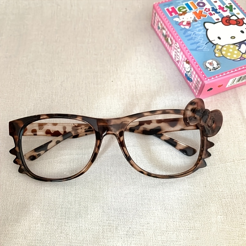 

Sanrio Hello Kitty Leopard Print Fashion Glasses Y2k Frames, Luxury Ladies Accessories, Cute Lens Free Round Frame