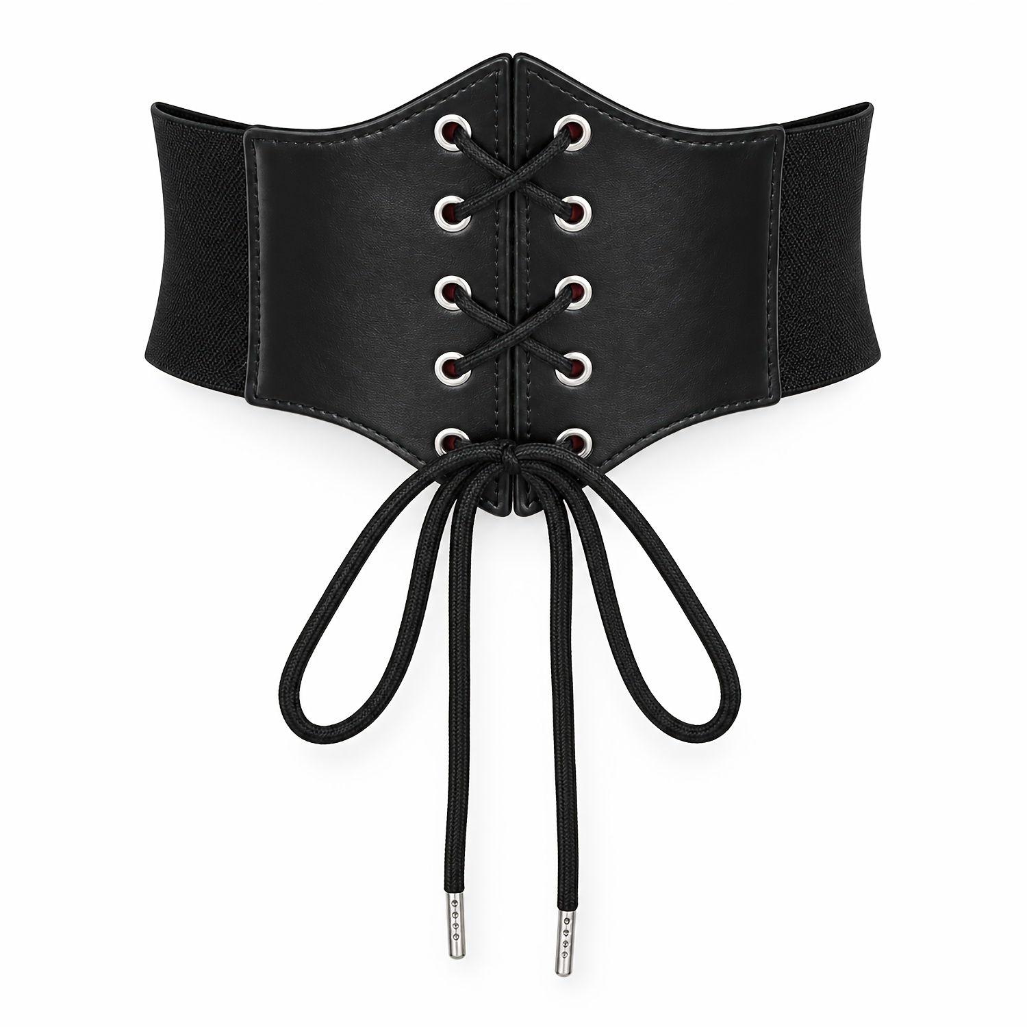 TEMU Viking Medieval Pu Wide Waist Cincher Belt - Lace-up Elastic Tummy Control Belt Suitable For Renaissance Costumes, Gothic Role-play, Wedding &