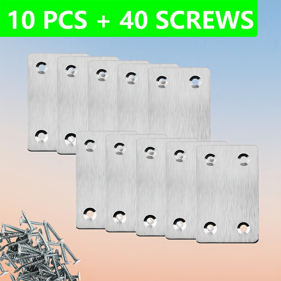 TEMU 10pcs Stainless Steel Corner Braces Furniture Fixing Plates -43mm X 27mm -stainless Steel Material -silvery, Furniture Renovation Furniture