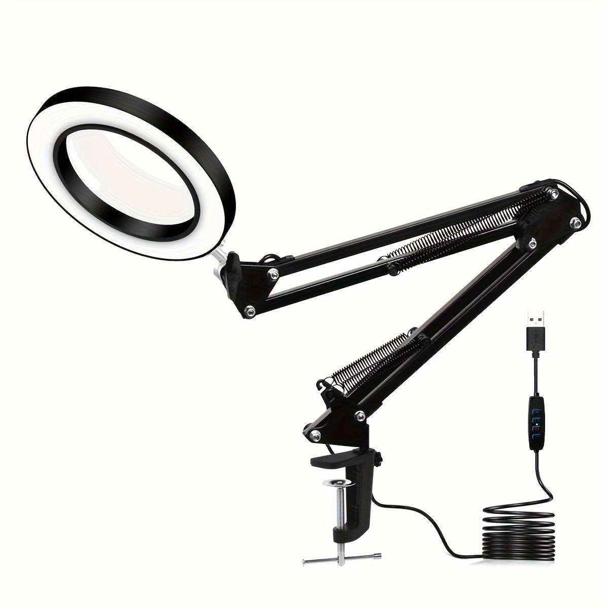 Flexible Clamp on Table Lamp With 5x Magnifier Glass Swing - Temu